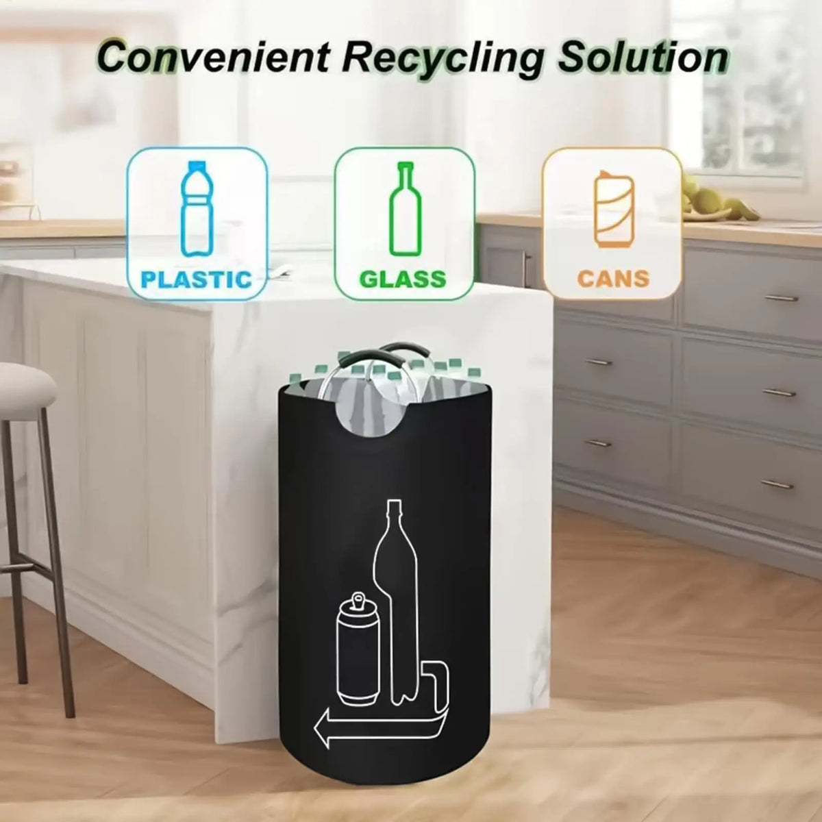 115L Folding Bottle Storage Basket – Large Recycling Bin Bag Recycling Storage Bin Babs