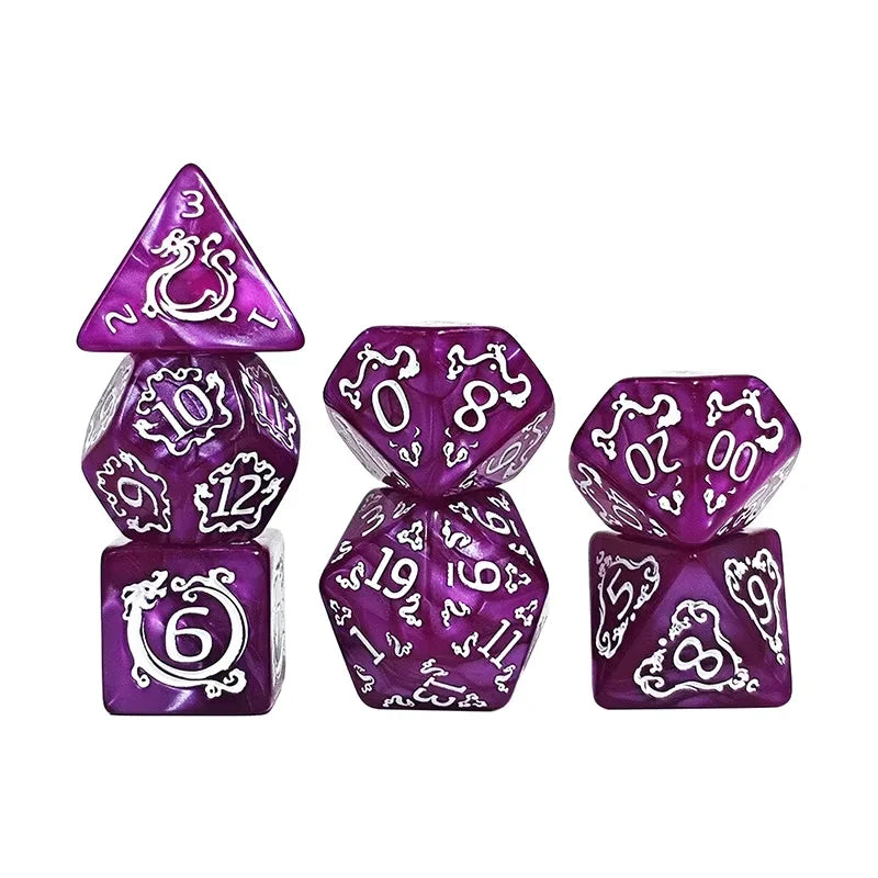 7-Piece DND Dragon Polyhedral Dice Set – D&D TRPG Board Game Polyhedral Dice Set Babs plum