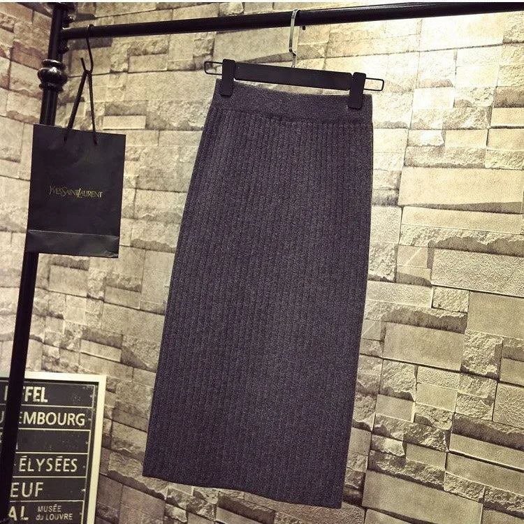 Women's Thickened Knit High Waist Pencil Skirt – Autumn Winter Knit Pencil Skirt Babs