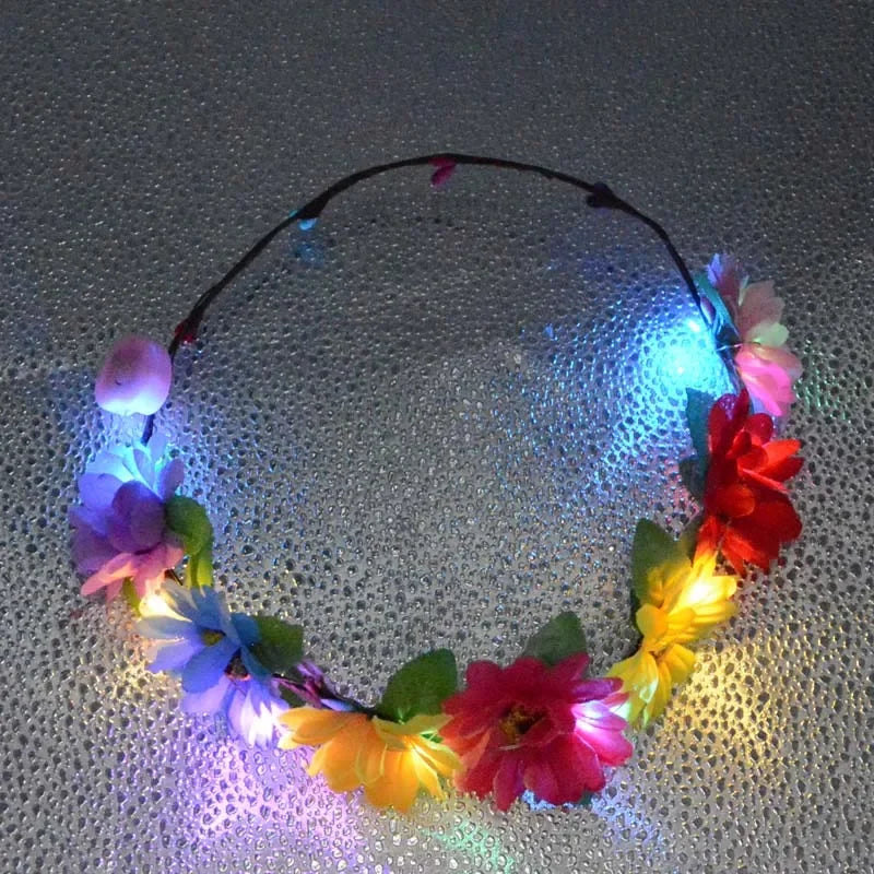 LED Glow Rose Flower Headband – Princess Party Wreath Hair Accessory LED Party Headband Babs