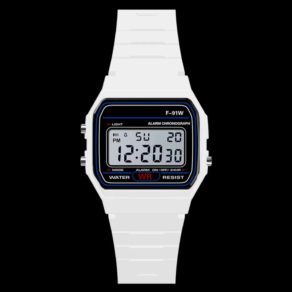 Men's Vintage Military Sport LED Digital Waterproof Watch Digital Sport Watch Babs White