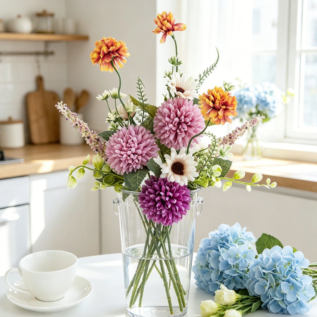 Silk Artificial Chrysanthemum Bouquet for Wedding & Home Decor Artificial Flower Bouquet Babs