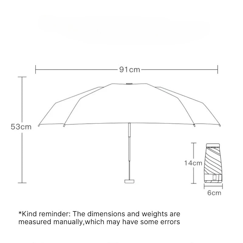 Mini 6-Fold UV Parasol – Compact Rain & Sun Umbrella UPF 50+ UV Parasol Umbrella Babs