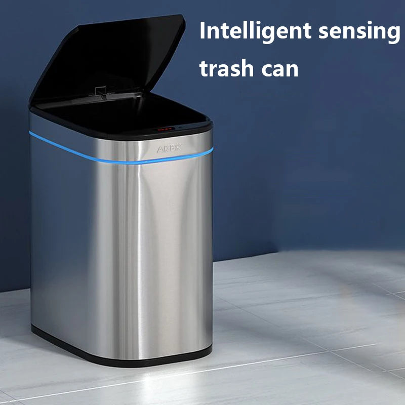 Smart Sensor Trash Can – Large Stainless Steel Waste Bin w/ Lid Sensor Trash Can Babs