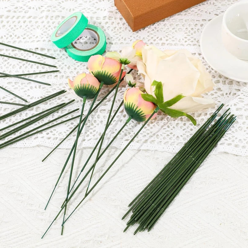 Artificial Green Flower Stems Iron Wire DIY Floral Decor Artificial Flower Stems Babs