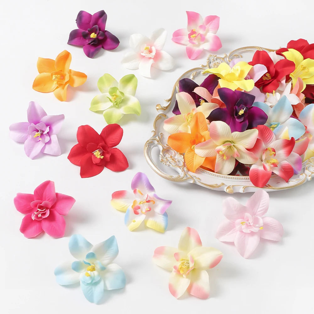 10/20Pcs Silk Artificial Orchid Flower Heads – Wedding & DIY Decor Artificial Flower Heads Babs