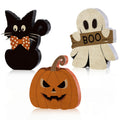 Halloween Wooden Table Decor Set – Black Cat, Pumpkin & Ghost Halloween Table Decor Babs 3pcs
