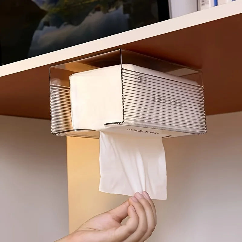 Acrylic Wall Mounted Tissue Box Holder – Transparent White Tissue Box Holder Babs