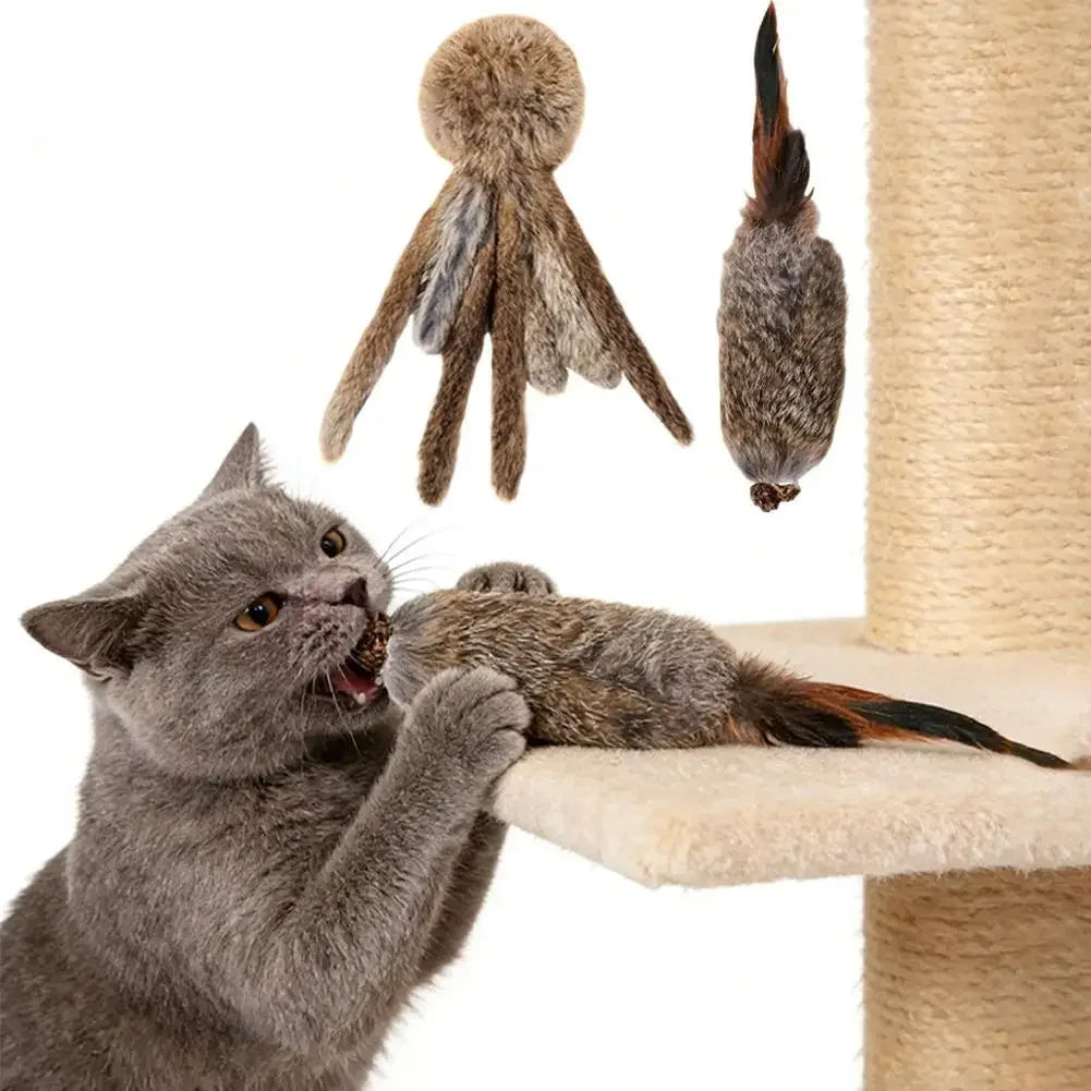 Faux Rabbit Fur Cat Toy – Interactive Hunting Plush Toy Interactive Cat Toy Babs