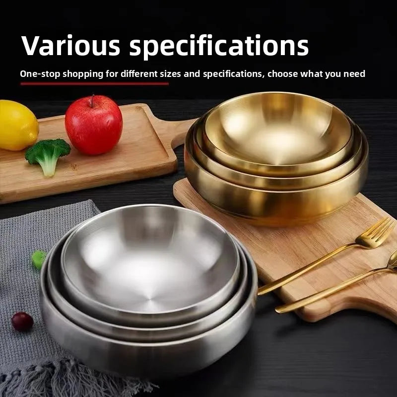 304 Stainless Steel Double Layer Korean Ramen & Salad Bowl Stainless Steel Bowl Babs