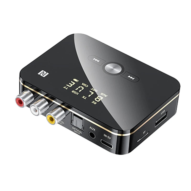 Bluetooth 5.0 RCA Audio Receiver Transmitter – NFC, AUX, 2-in-1 Bluetooth Audio Adapter Babs Black