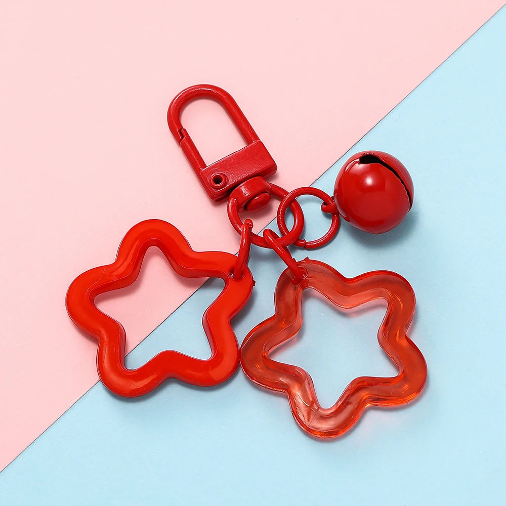 Hollow Star Charm Keychain with Bell & Acrylic Beads Charm Keychain Babs E