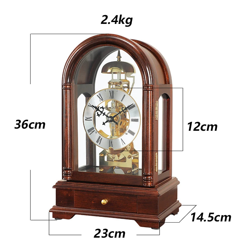Vintage Mechanical Wood Desk Clock | Antique Hourly Chiming Mechanical Desk Clock Babs Upgraded version
