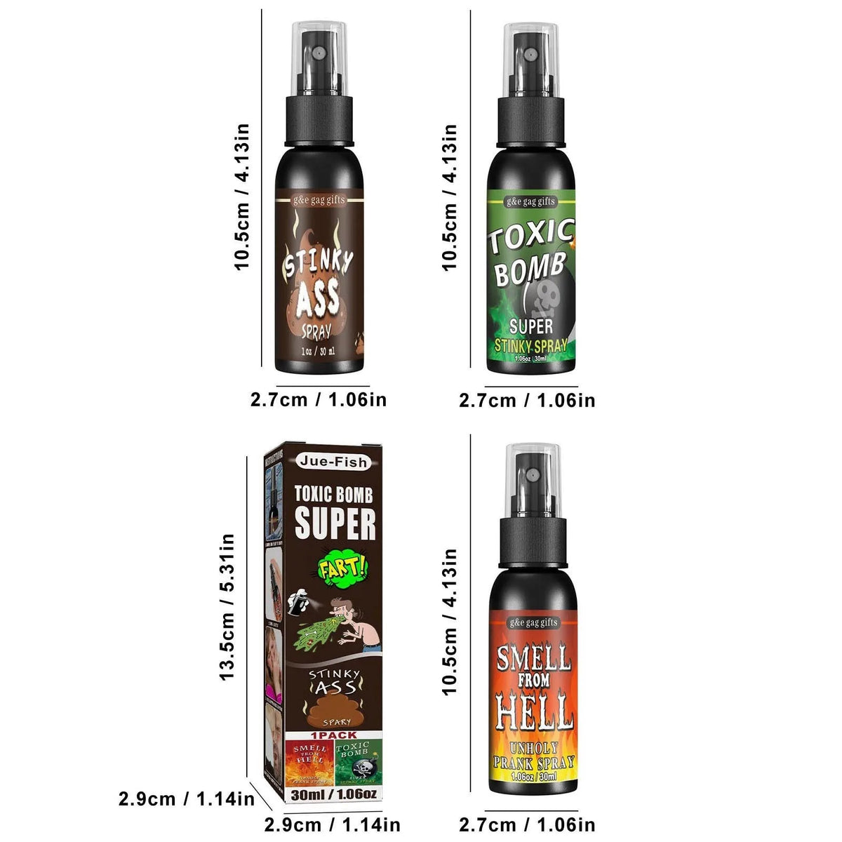 3-Pack Liquid Fart Spray Stink Bomb Prank Gag Gift Set Novelty Prank Spray Babs
