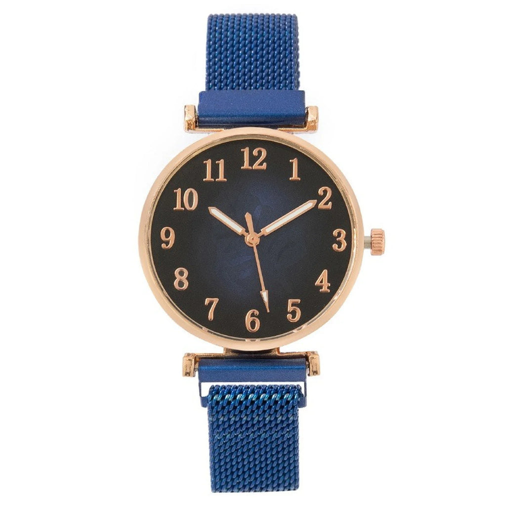 Women's Elegant Quartz Bracelet Watch – Ceramic Band & Auto Date Women's Bracelet Watch Babs Blue