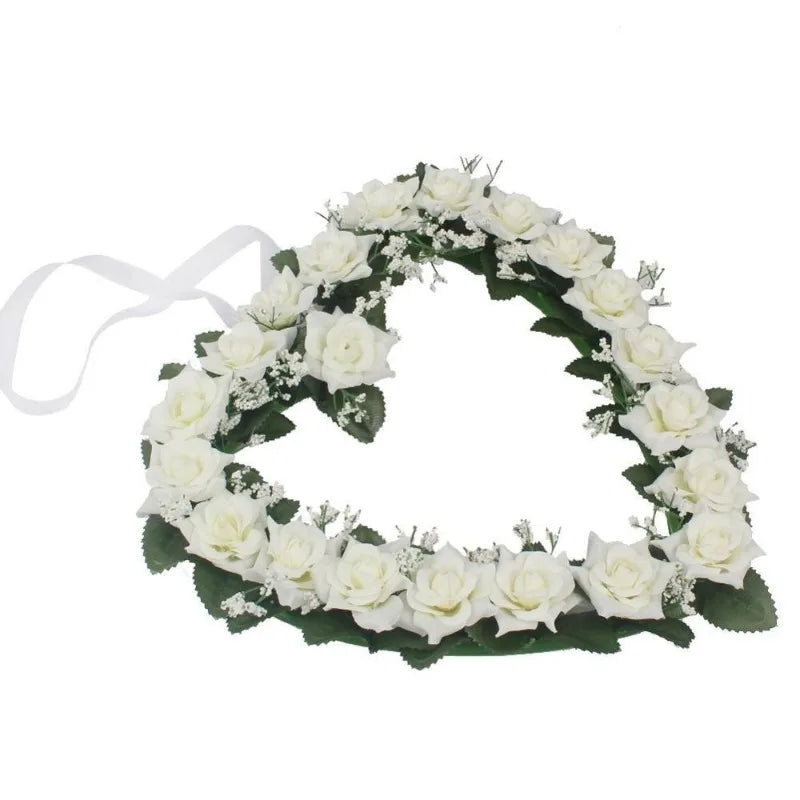 Silk Rose Heart Wreath – Artificial Wedding Flower Garland Flower Wreath Garland Babs