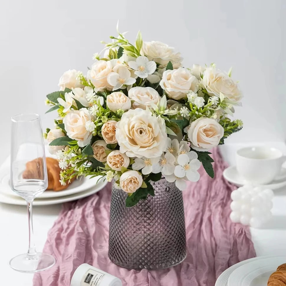Silk Rose Artificial Flower Bouquet – Wedding & Home Decor Artificial Silk Flower Babs