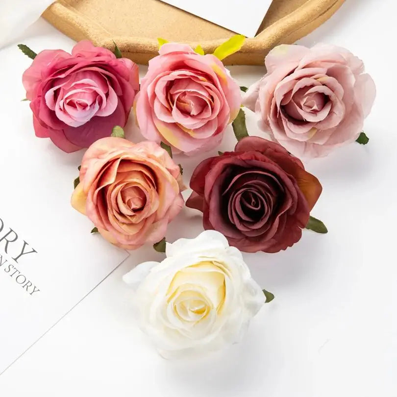50/100pcs Silk Artificial Rose Heads – Wedding & Home Décor Artificial Silk Flowers Babs