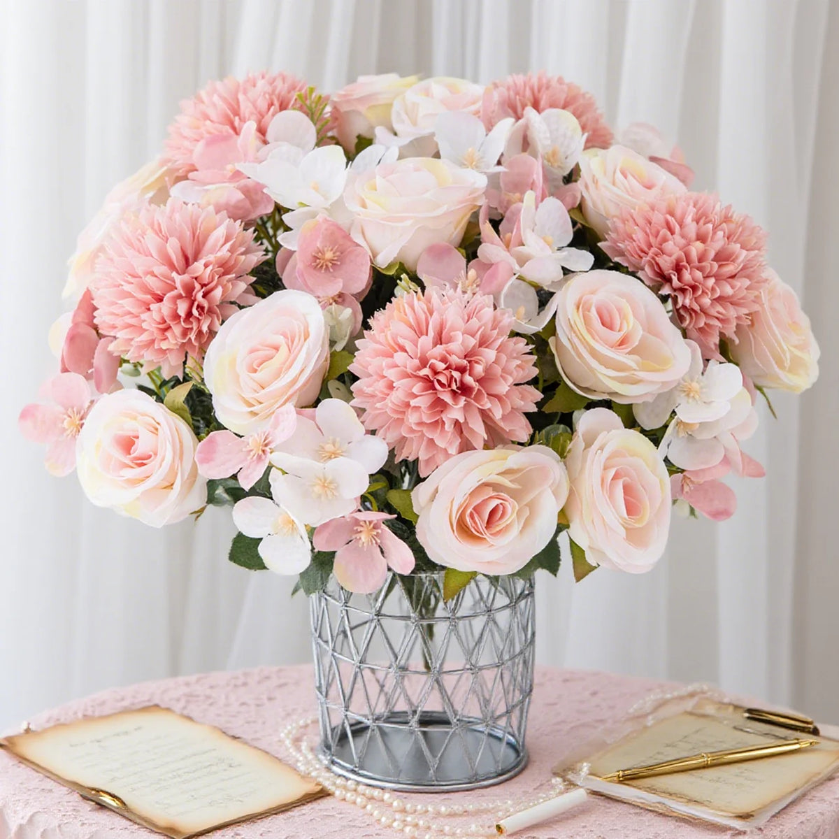 Silk Rose Artificial Flower Bouquet – Wedding & Home Decor Artificial Flower Bouquet Babs