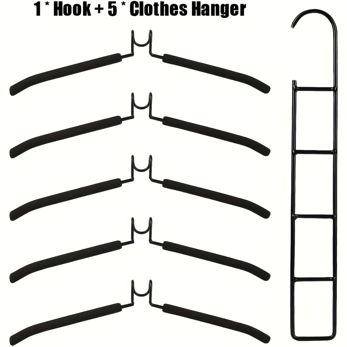 5-Pack Multi-Layer Hangers with Hooks | Space-Saving Closet Closet Hanger Organizer Babs 5pcs