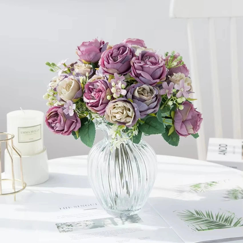 Silk Peony & Rose Artificial Flower Bouquet | Home Décor Artificial Flower Bouquet Babs