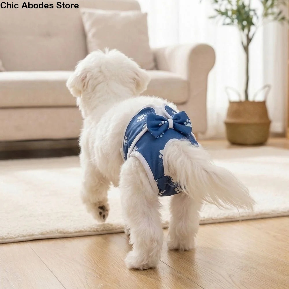 Washable Dog Diaper Pants – Adjustable Paw Pattern, S–XL Dog Diaper Pants Babs