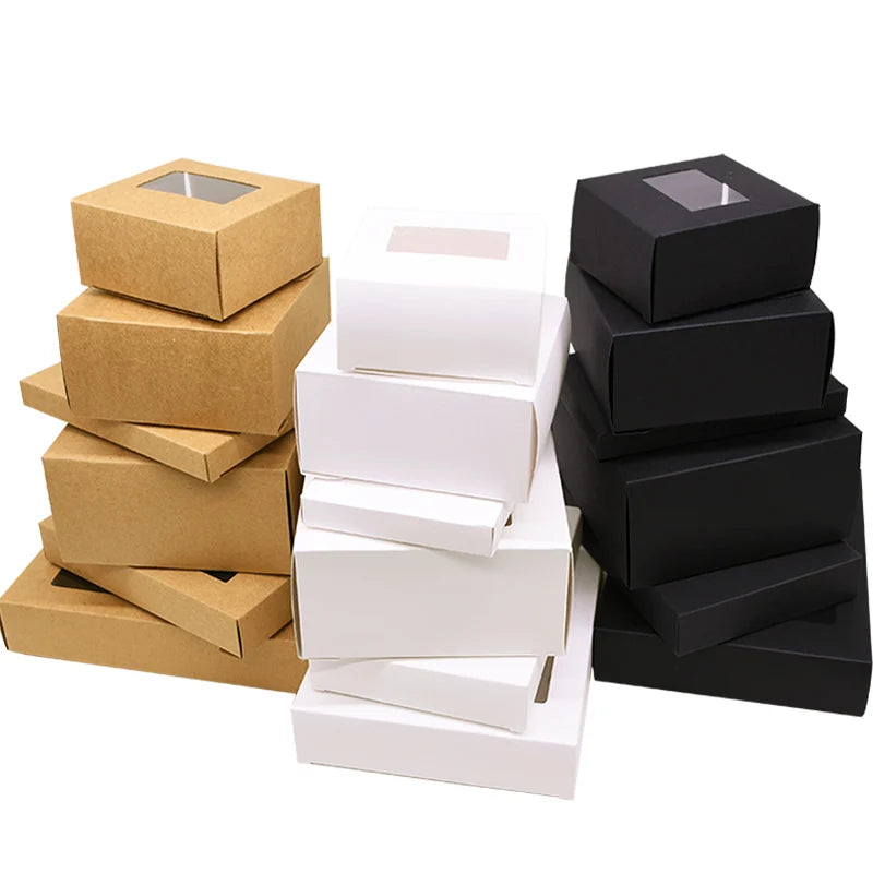 6-Pack Kraft Paper Gift Boxes with Window | Party & Wedding Favors Gift Packaging Box Babs
