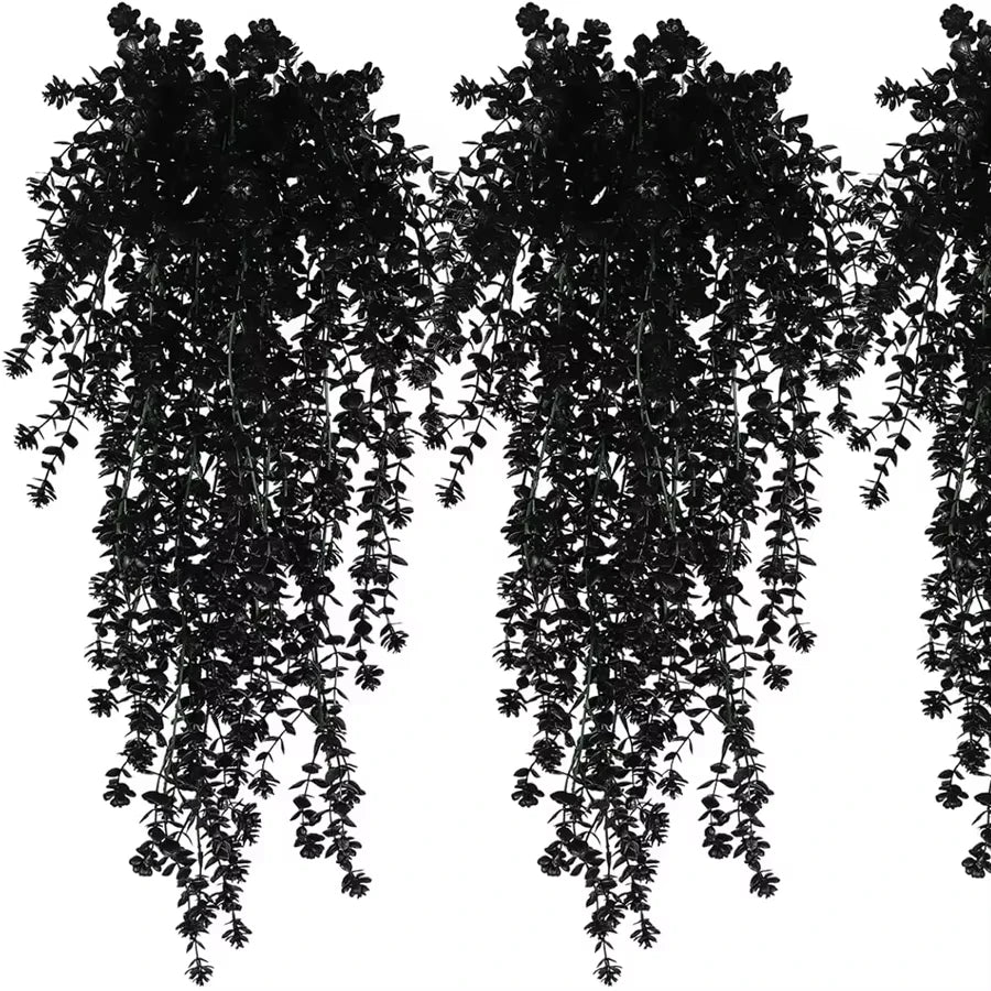 4-Pack UV Resistant Artificial Eucalyptus Hanging Vines Decor Artificial Hanging Vines Babs black 4pcs