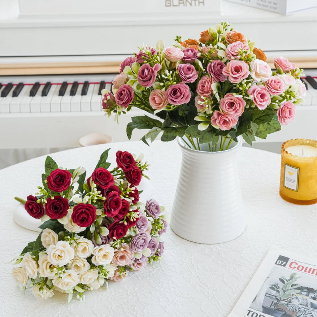 Silk Artificial Rose Flowers Wedding Bouquet & Home Decor 1/5pc Artificial Silk Flowers Babs