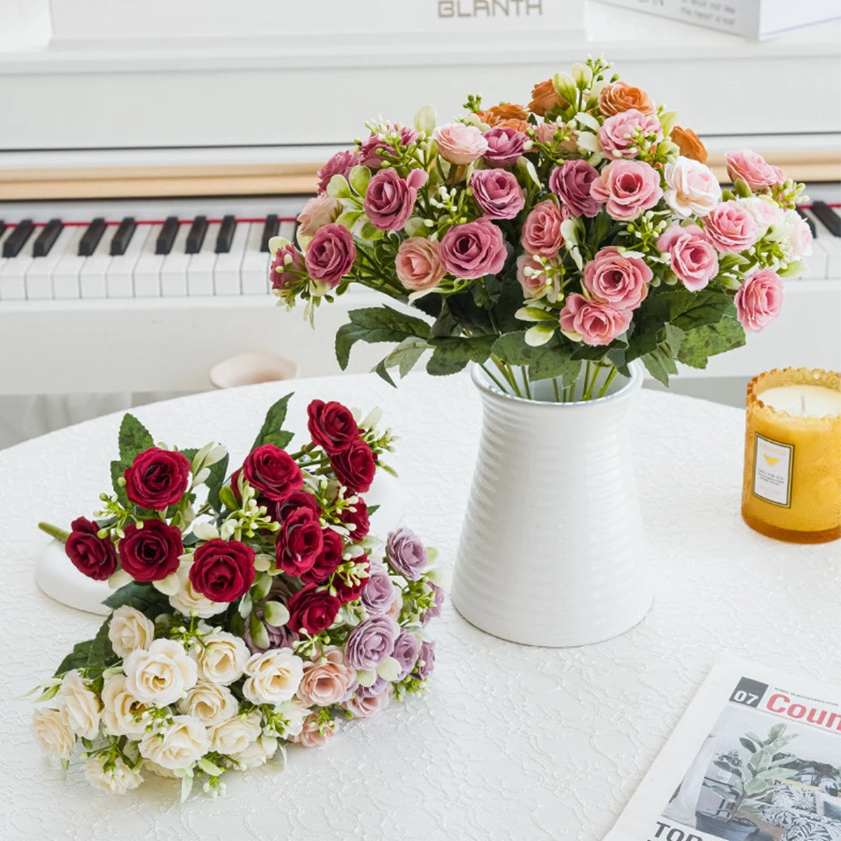 Silk Artificial Rose Flowers Wedding Bouquet & Home Decor 1/5pc Artificial Silk Flowers Babs