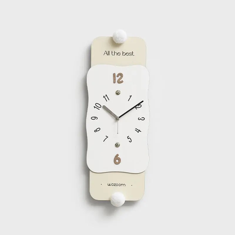 Modern Luxury Silent Pendulum Wall Clock – Minimalist Decor Pendulum Wall Clock Babs 18.5X52CM-White