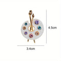 Artist Palette Rhinestone Brooch Pin – Zinc Alloy, 2 Colors Rhinestone Brooch Pin Babs white