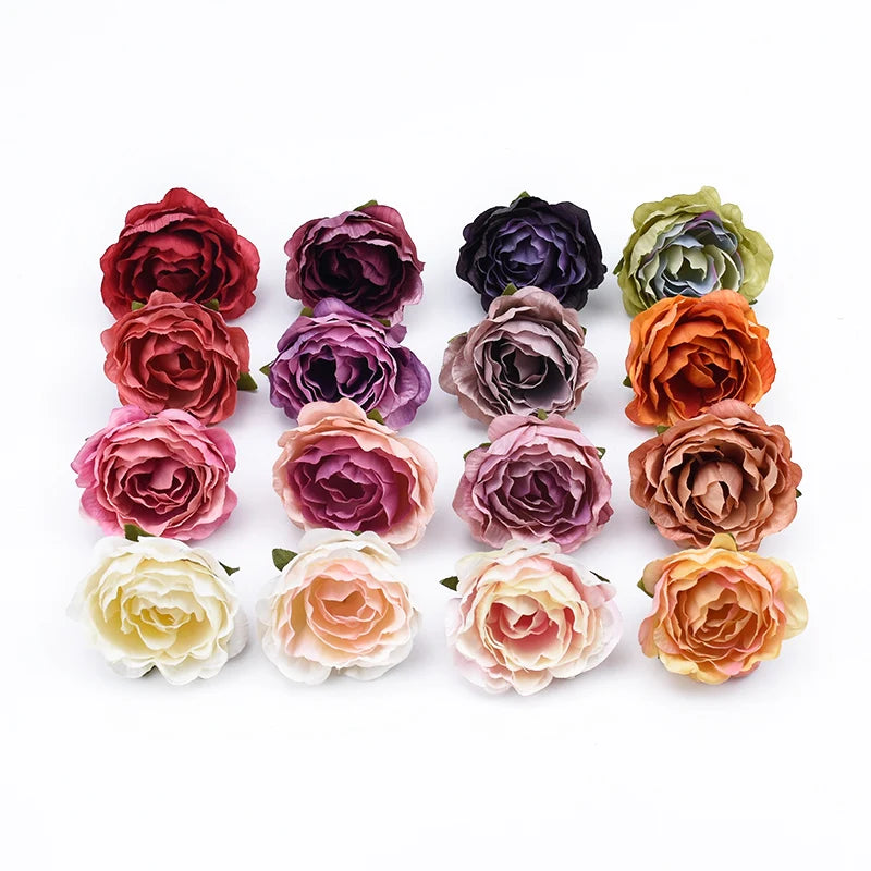 50/100pcs Silk Artificial Rose Peony Flower Heads – Wedding Décor Artificial Silk Flowers Babs