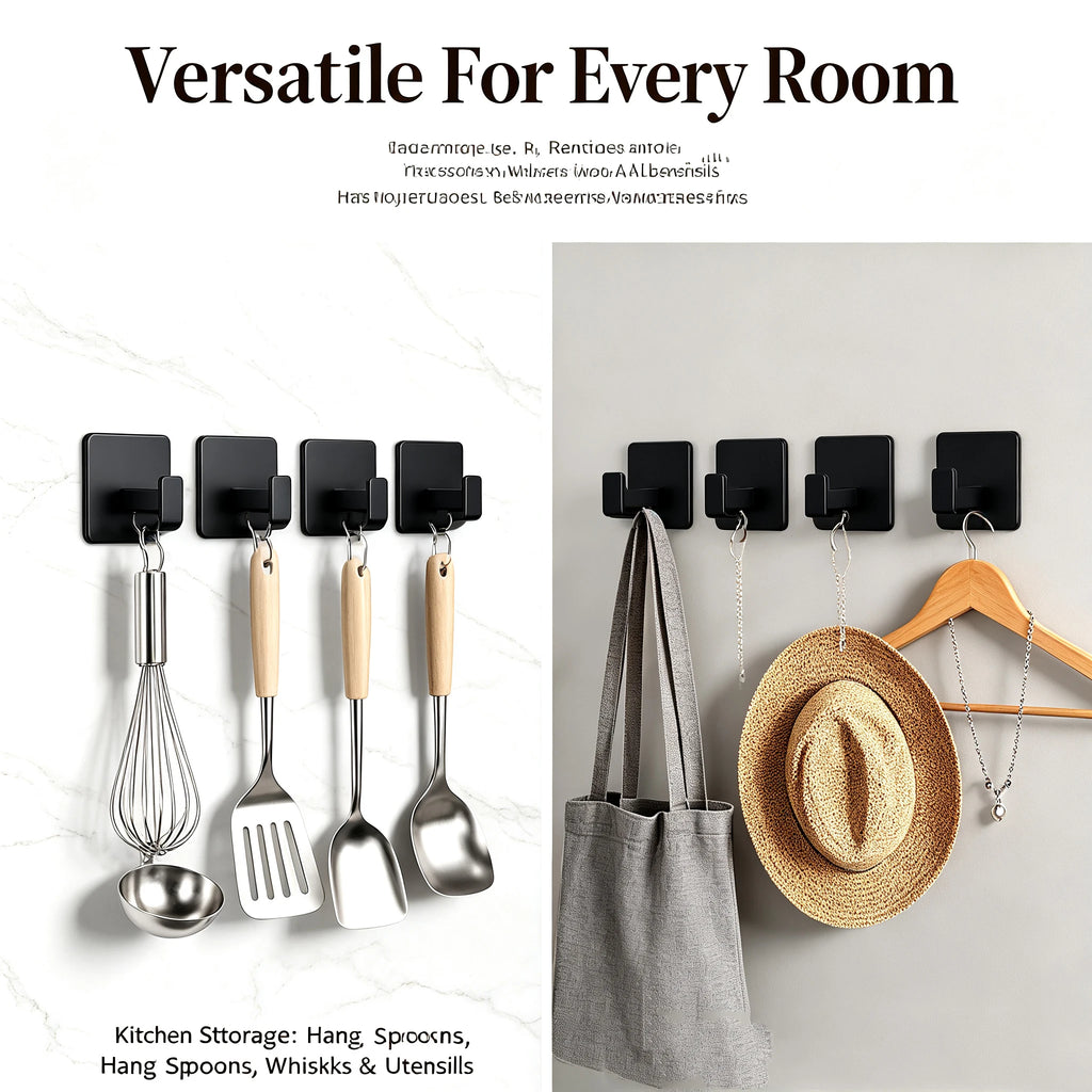 Adhesive Wall Hooks – No-Drill Aluminum Alloy Multi-Purpose Adhesive Wall Hooks Babs