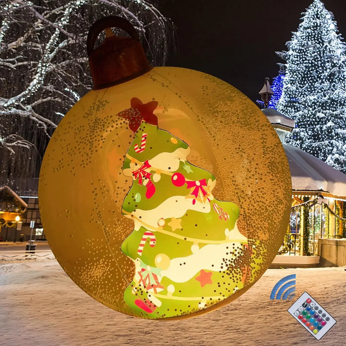 60cm Giant Inflatable Christmas Ball with Lights | Outdoor Decor Inflatable Christmas Ornament Babs A with lights