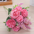 Silk Peony Rose Artificial Flower Bouquet – Wedding & Home Décor Artificial Flower Bouquet Babs Rose Red