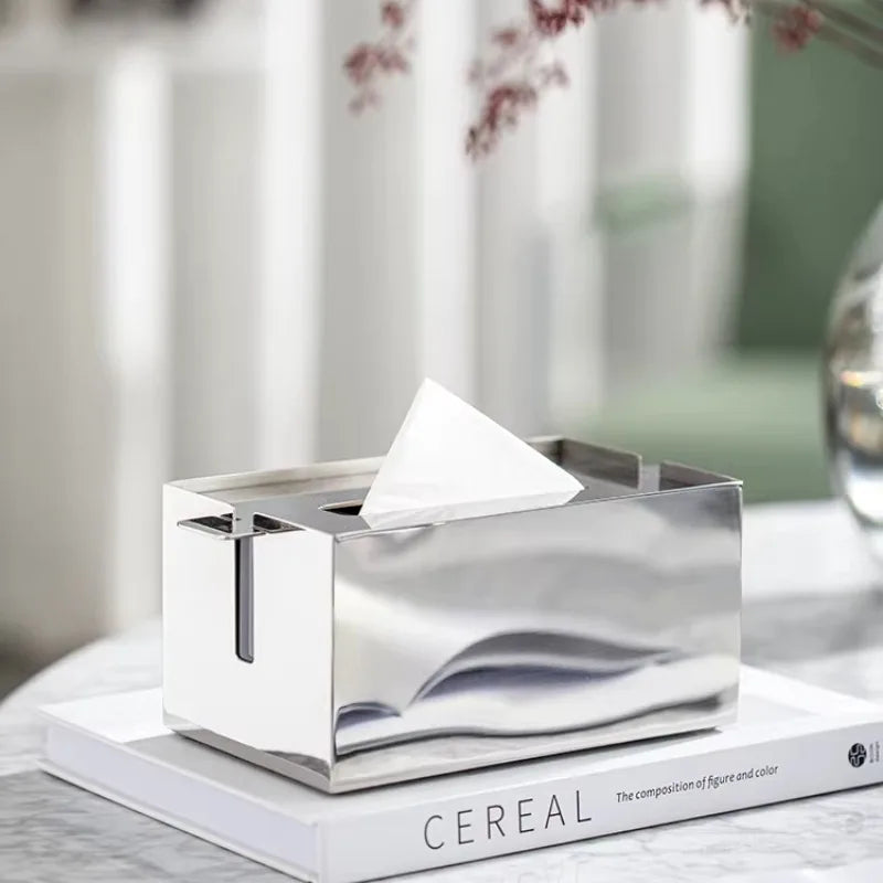 Luxury Rectangular Stainless Steel Tissue Box – Silver Tissue Box Holder Babs