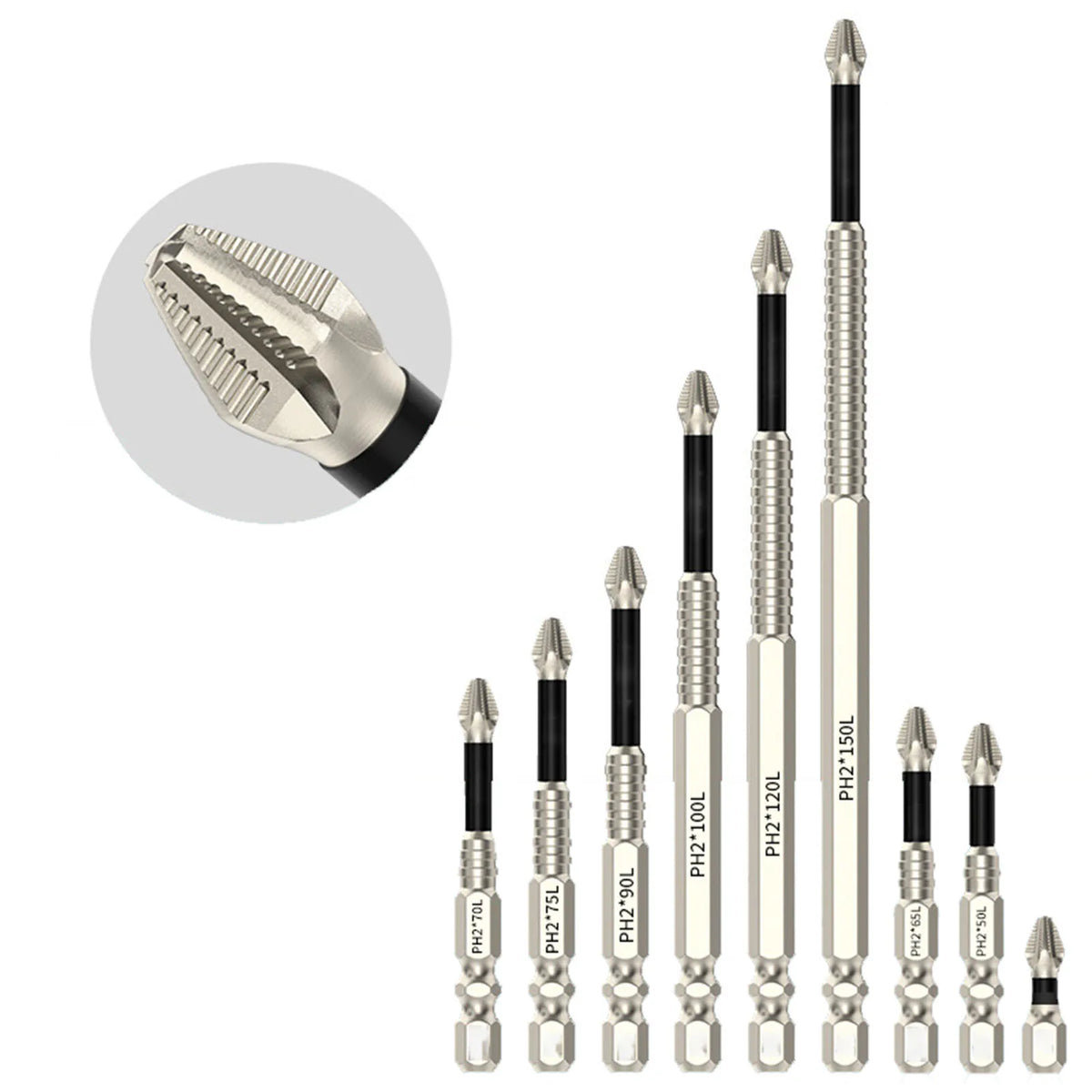 PH2 Magnetic Screwdriver Bit Alloy Steel Anti-Slip 25–150mm Screwdriver Bit Babs