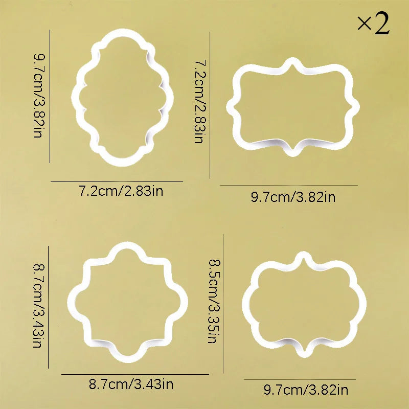 Vintage Plaque Frame Cookie Cutters – 2 Sets Fondant Molds Cookie Cutter Set Babs 2 sets