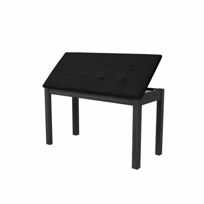 Wooden Piano Stool with Storage – Luxury Cushioned Ottoman Storage Ottoman Stool Babs Black