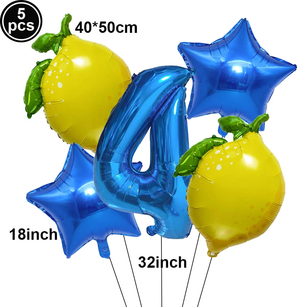 Lemon Foil Balloon Set with 32" Number Balloons – Party Decor Foil Balloon Set Babs VIOLET/紫罗兰 as show