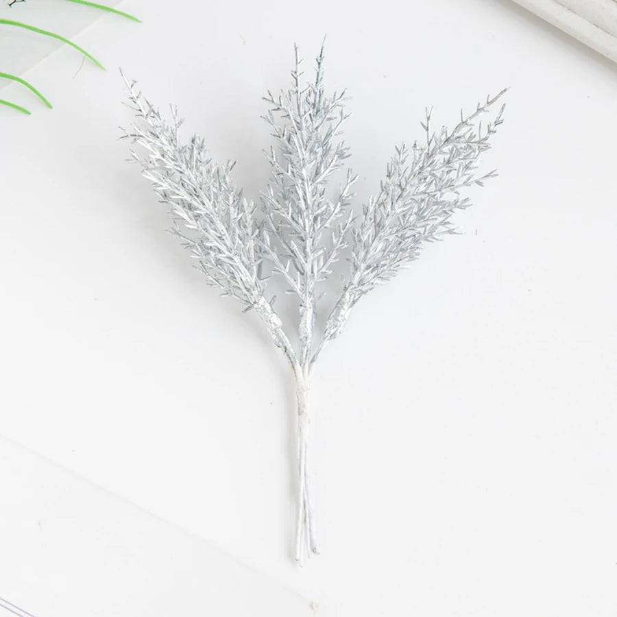 Artificial Gold & Silver Sprigs – Christmas Wreath & Vase Filler Artificial Decorative Sprigs Babs Silver 1 pc