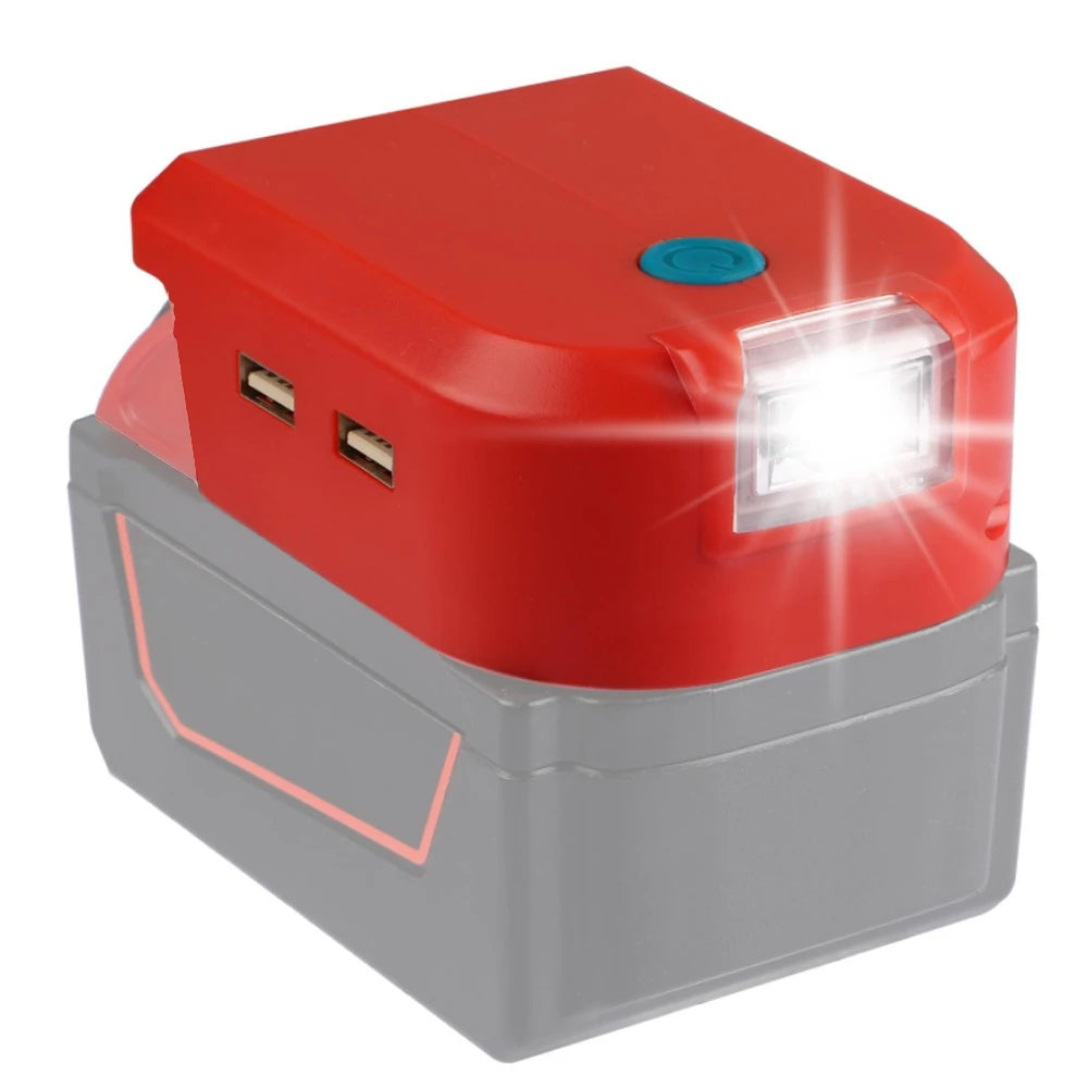 Dual USB Battery Adapter with LED for Makita, DeWalt, Milwaukee Battery USB Adapter Babs For M18 no clip