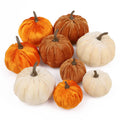 9pc Velvet Artificial Pumpkins – Fall Halloween Thanksgiving Decor Artificial Pumpkins Babs 9pcs set