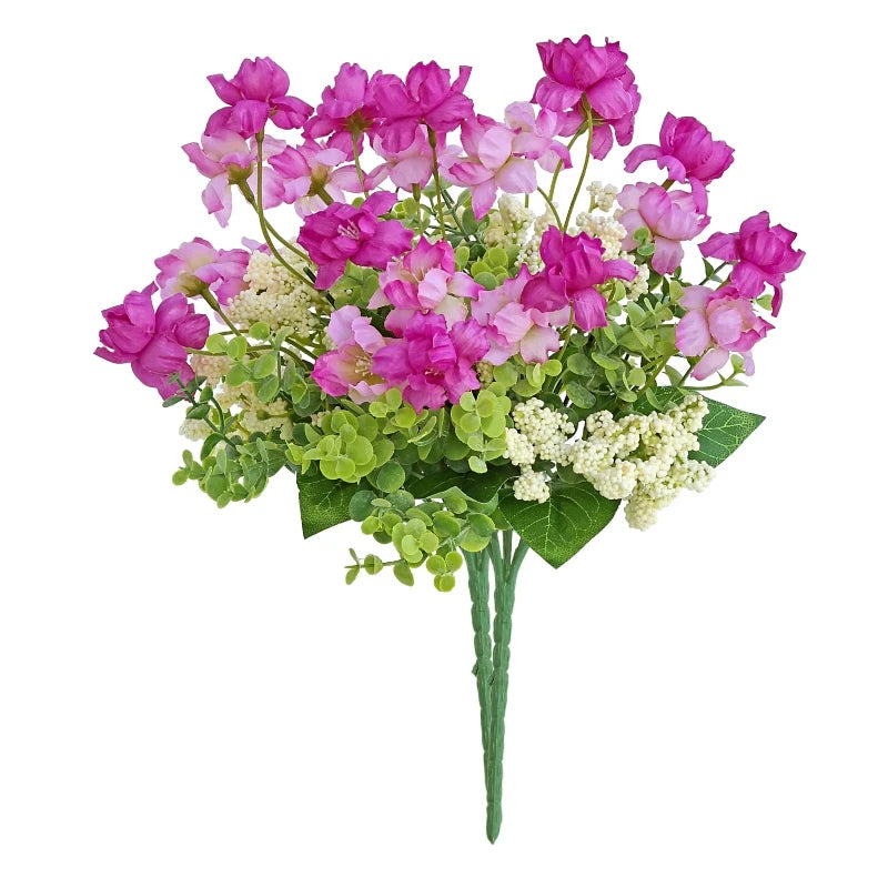 6-Head Silk Artificial Tea Bud Flowers – Wedding & Home Décor Artificial Flower Branch Babs VIOLET/紫罗兰 1 pc