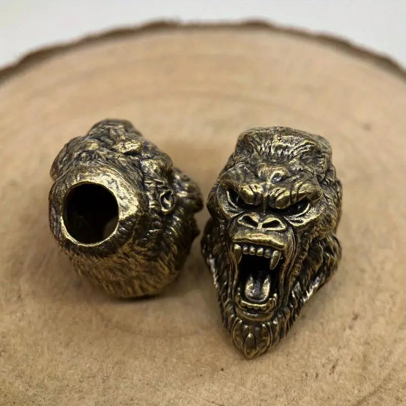 Roaring Gorilla Brass EDC Bead Lanyard Pendant Punk Charm Brass Lanyard Charm Babs