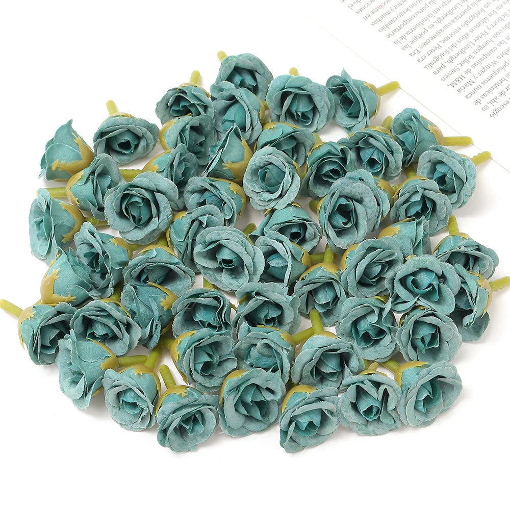 50 Pcs Silk Rose Artificial Flower Heads – Wedding & Home Decor Artificial Flower Heads Babs green 50PCs