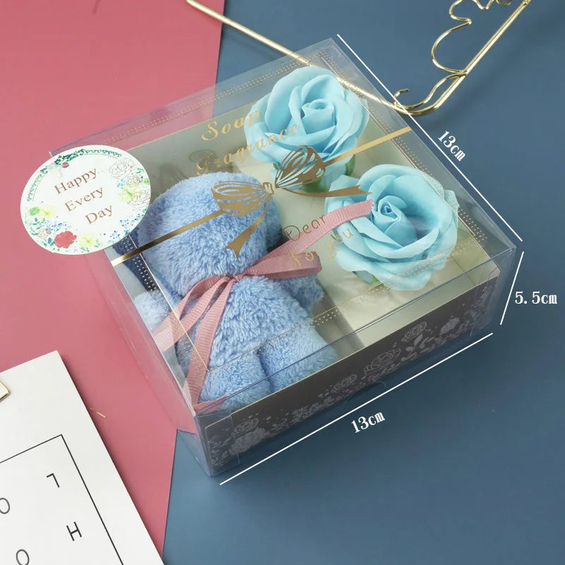 Bear Shaped Towel Soap Rose Gift Box – Wedding & Party Novelty Gift Set Babs