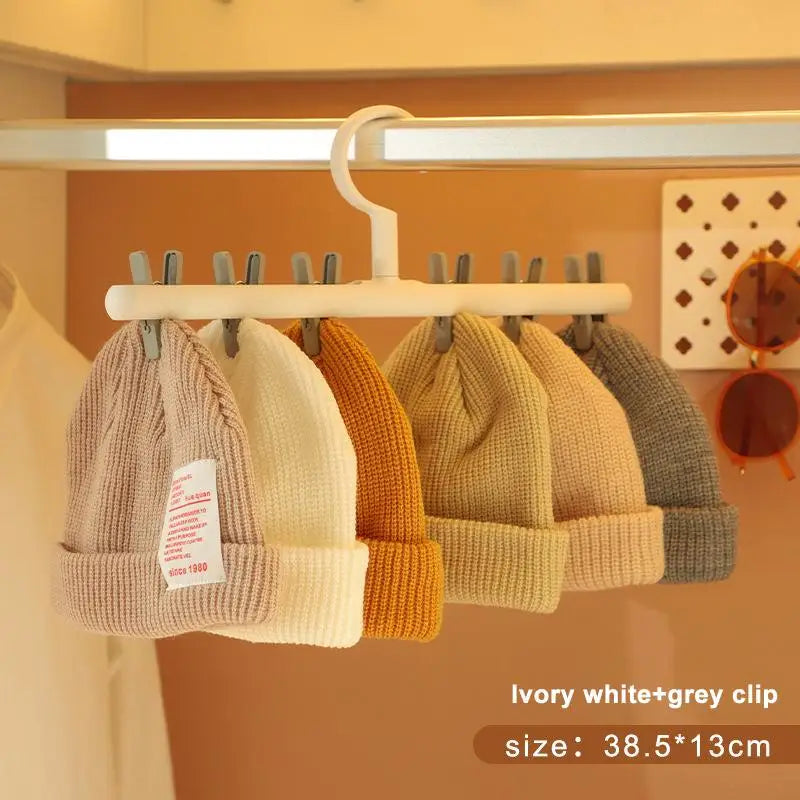 6-Clip Hat & Sock Organizer Rack | Closet Wardrobe Hanger Closet Organizer Rack Babs gray