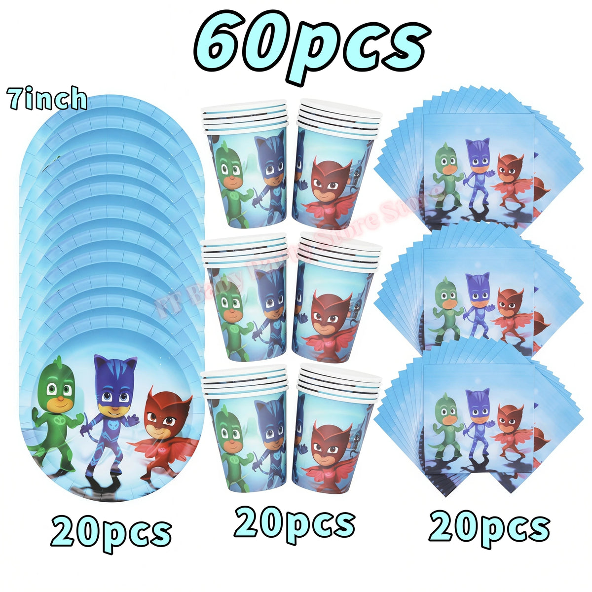 Superhero Birthday Party Supplies – Plates, Cups, Balloons & Banner Party Decoration Set Babs 60pcs